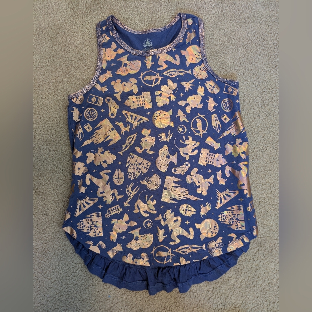 Disney World 50th Anniversary Purple And Gold Kids Tank Top